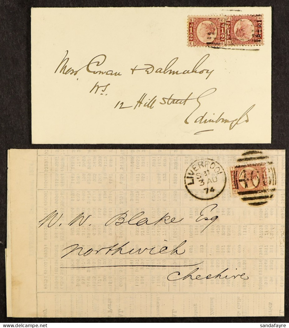 1870 ?d Plate 5 On Prices Current List Liverpool To Northwich 1874, And Plate 13 Pair On Envelope Colinsburgh To Edinbur - Otros & Sin Clasificación