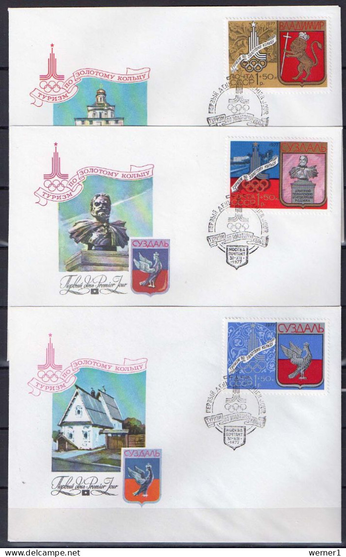 USSR Russia 1977 Olympic Games Moscow, Golden Ring Towns Set Of 6 On 6 FDC - Estate 1980: Mosca