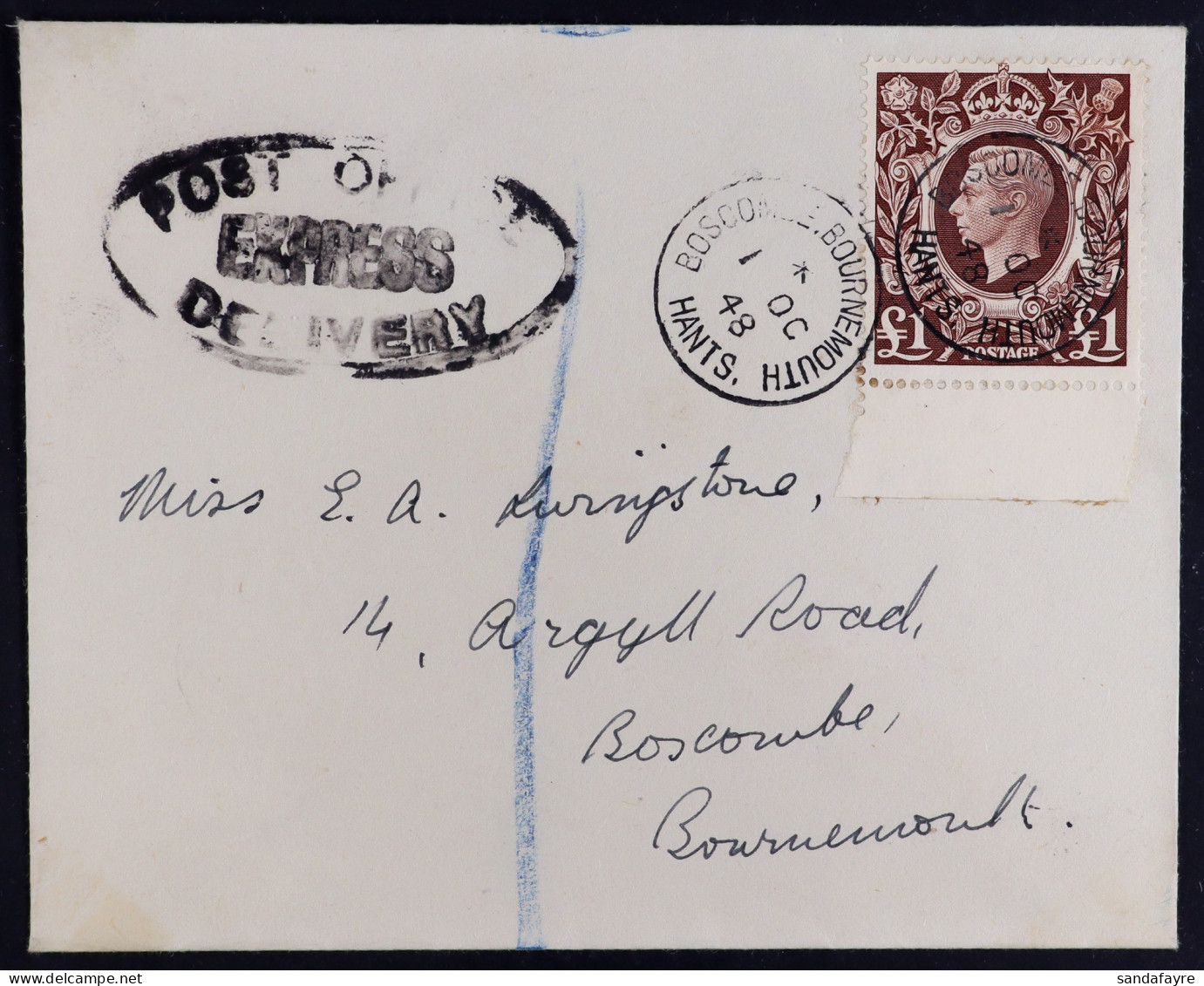 1948 (1 Oct) ?1 Brown Arms (SG 478c) On Registered Express Fdc (see Also Lot 1469) - FDC