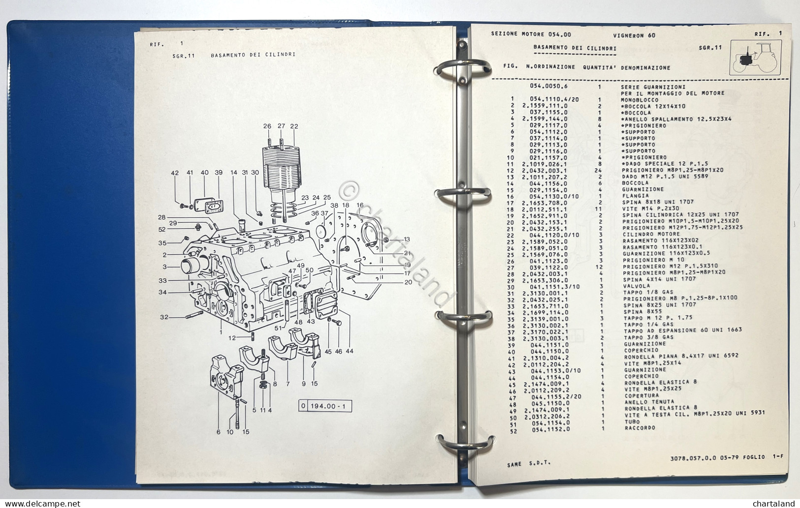 Catalogo Parti Di Ricambio Originali SAME Trattori - Vigneron 60 -  1979 - Other & Unclassified