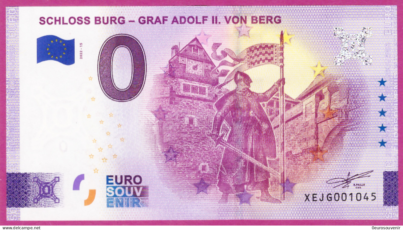 0-Euro XEJG 2022-15 SCHLOSS BURG - GRAF ADOLF II. VON BERG - Essais Privés / Non-officiels