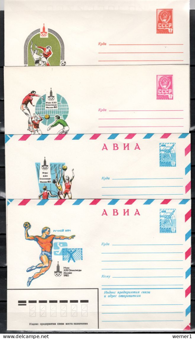 USSR Russia 1980 Olympic Games Moscow, Football Soccer, Volleyball, Basketball, Handball 4 Commemorative Covers - Ete 1980: Moscou