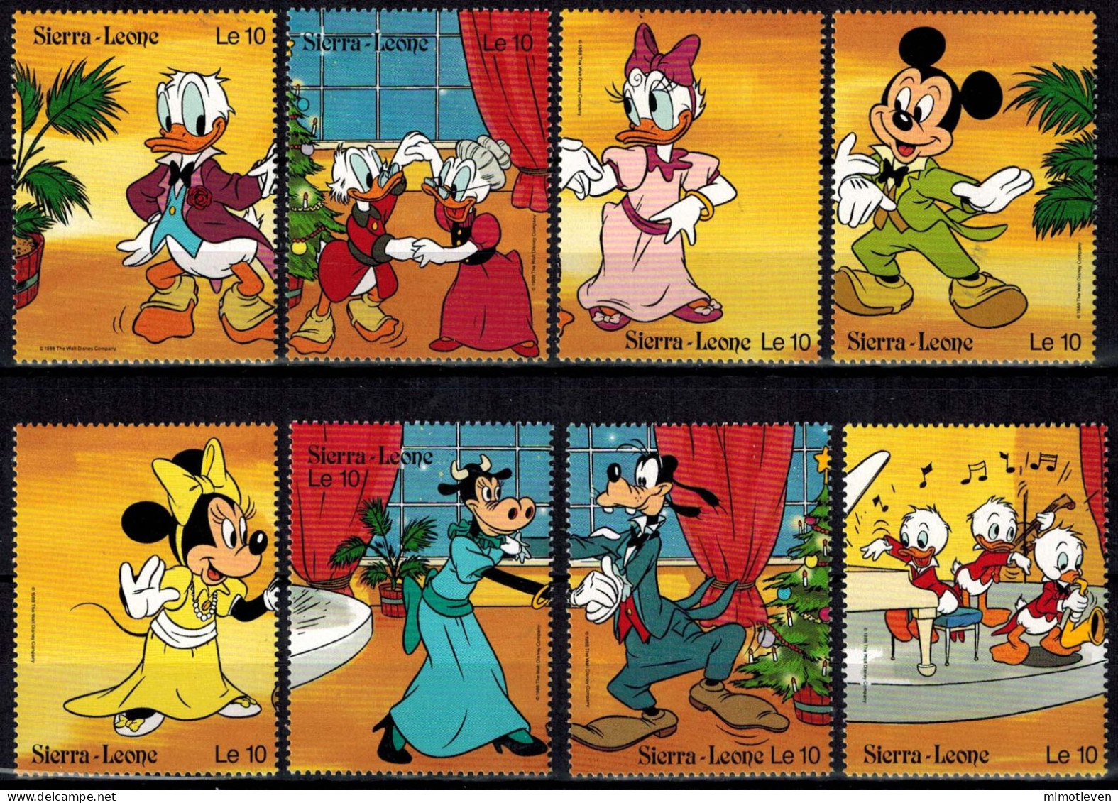 MWD-BK7-404-3 MINT PF/MNH ¤ SIERRA LEONE 1988 8w In Serie ¤ MICKEY'S CHRISMAS DANCE - Disney