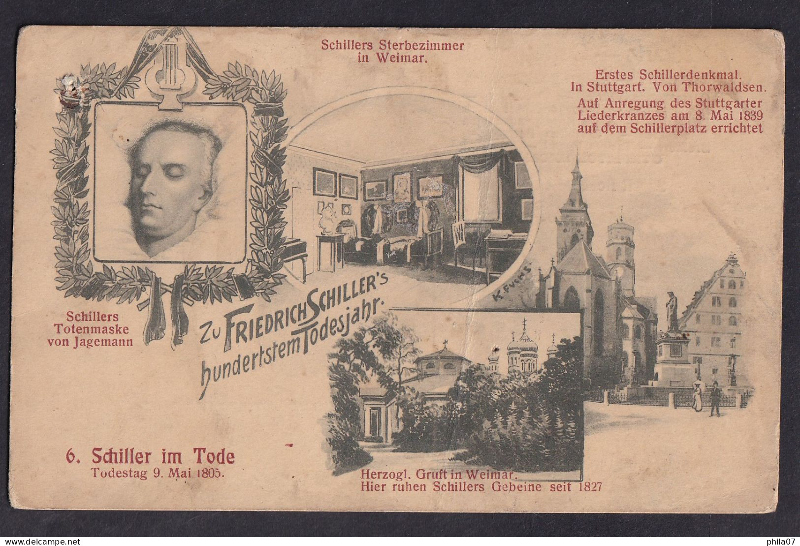 Friedrich Schillers - Hundertstem Todesjahr / Visible Two Small Holes / Postcard Not Circulated, 2 Scans - Schriftsteller