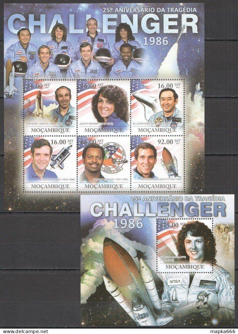 Bc1026 2011 Mozambique Space Challenger Tragedy 1Kb+1Bl Mnh - Sonstige & Ohne Zuordnung