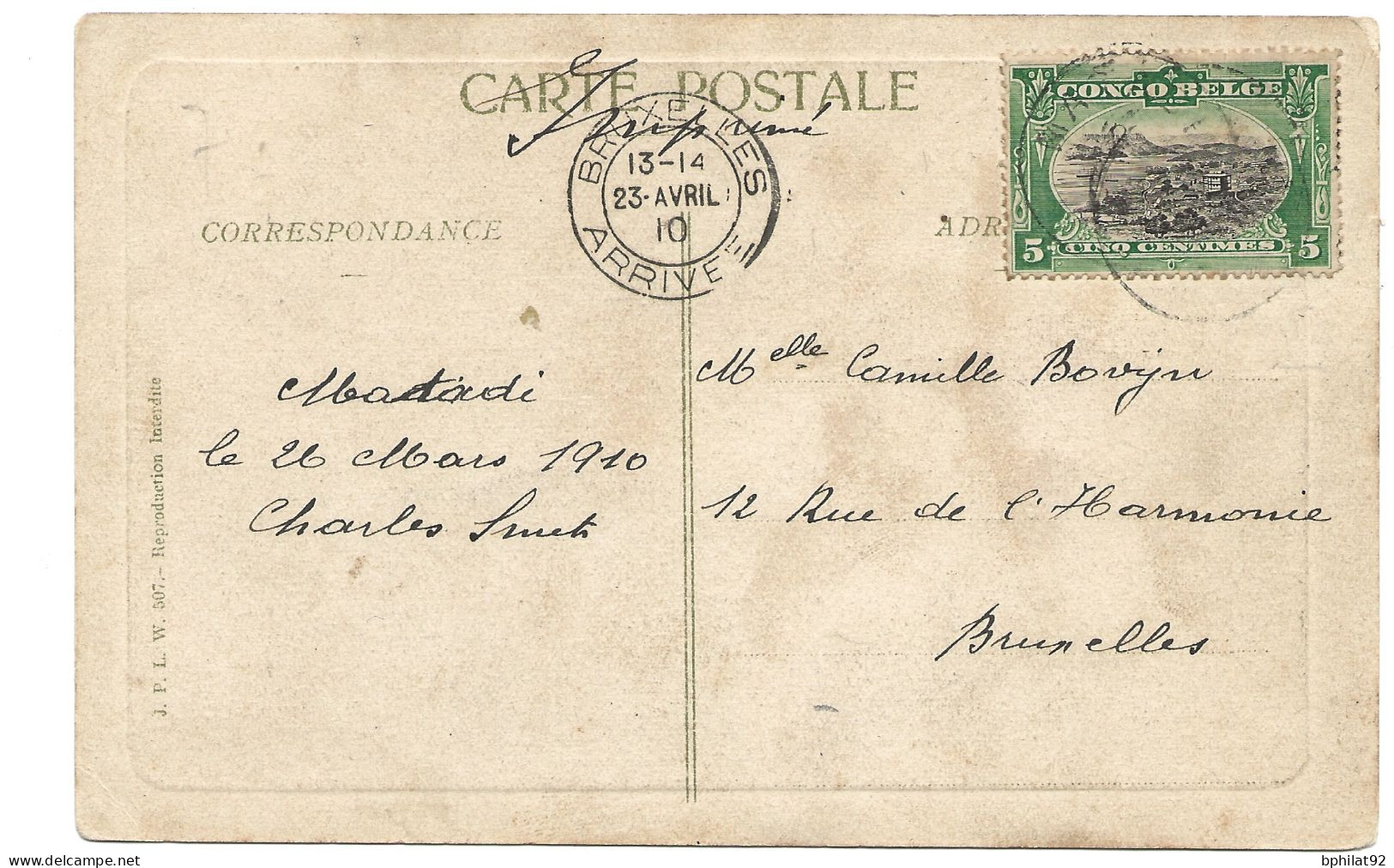 !!! CONGO, CPA DE 1910, DÉPART DE  MATADI POUR BRUXELLES  (BELGIQUE), CÉRÉMONIE 1ER JUILLET 1909 À BOMA - Lettres & Documents