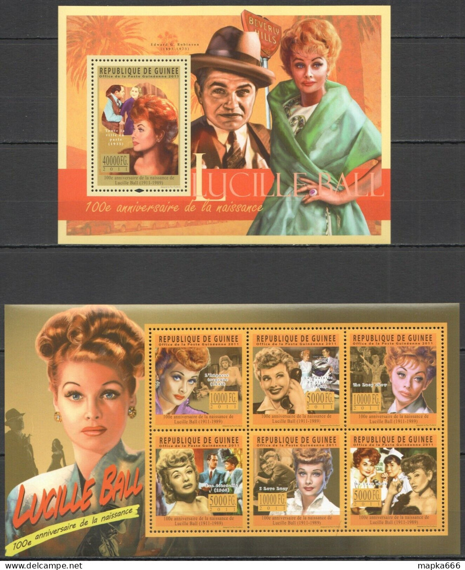 Bc305 2011 Guinea Cinema Actress 100Th Anniversary Lucille Ball Kb+Bl Mnh - Other & Unclassified