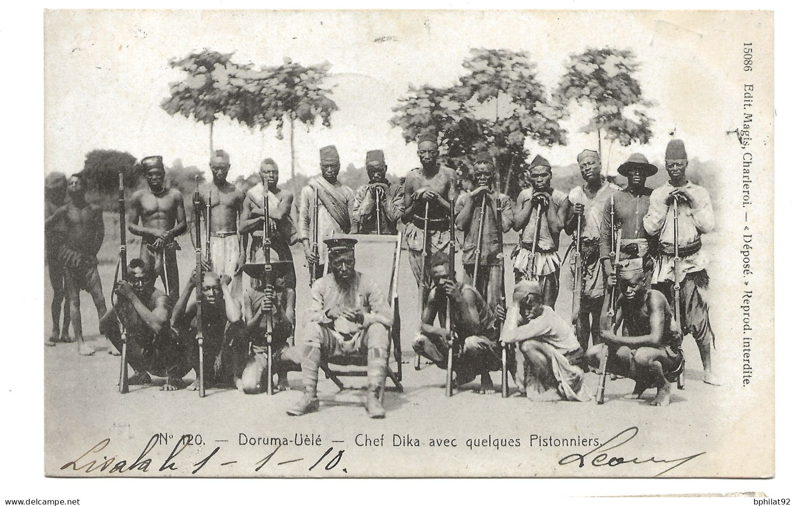 !!! CONGO, CPA DE 1910, DÉPART DE LISALA POUR BRUXELLES (BELGIQUE), CHF DIKA ET PISTONNIERS - Brieven En Documenten