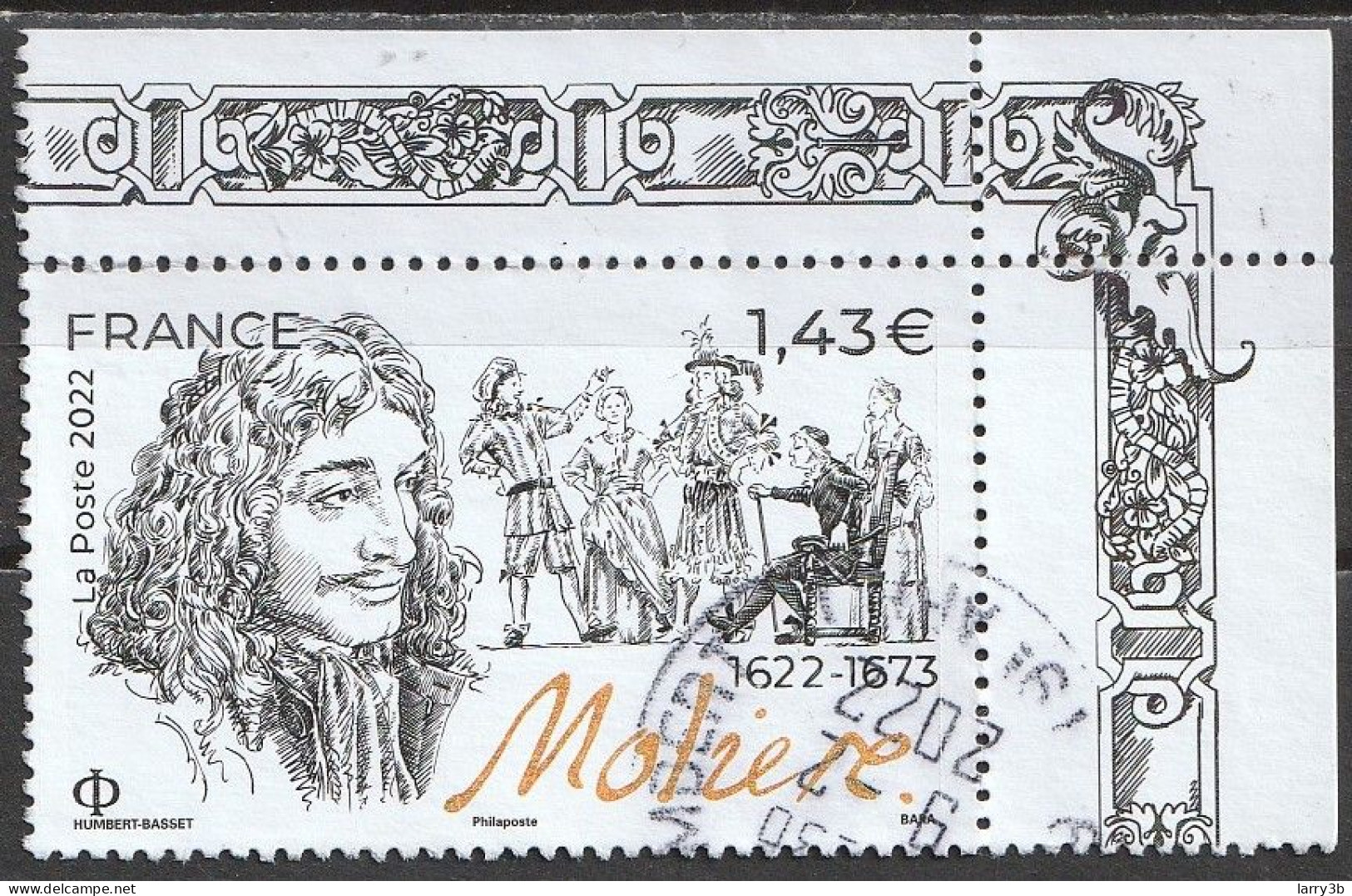 2022 - Y/T 5551 "MOLIERE 1622 - 1673" - 1T BDF ISSU DU FEUILLET - OBL - CACHET ROND - Oblitérés