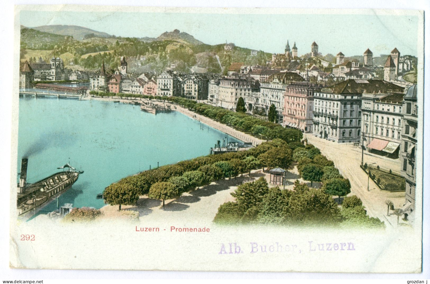 VERY RARE OLD LITHO, Luzern / Lucerne, Promenade, Switzerland - Lucerna