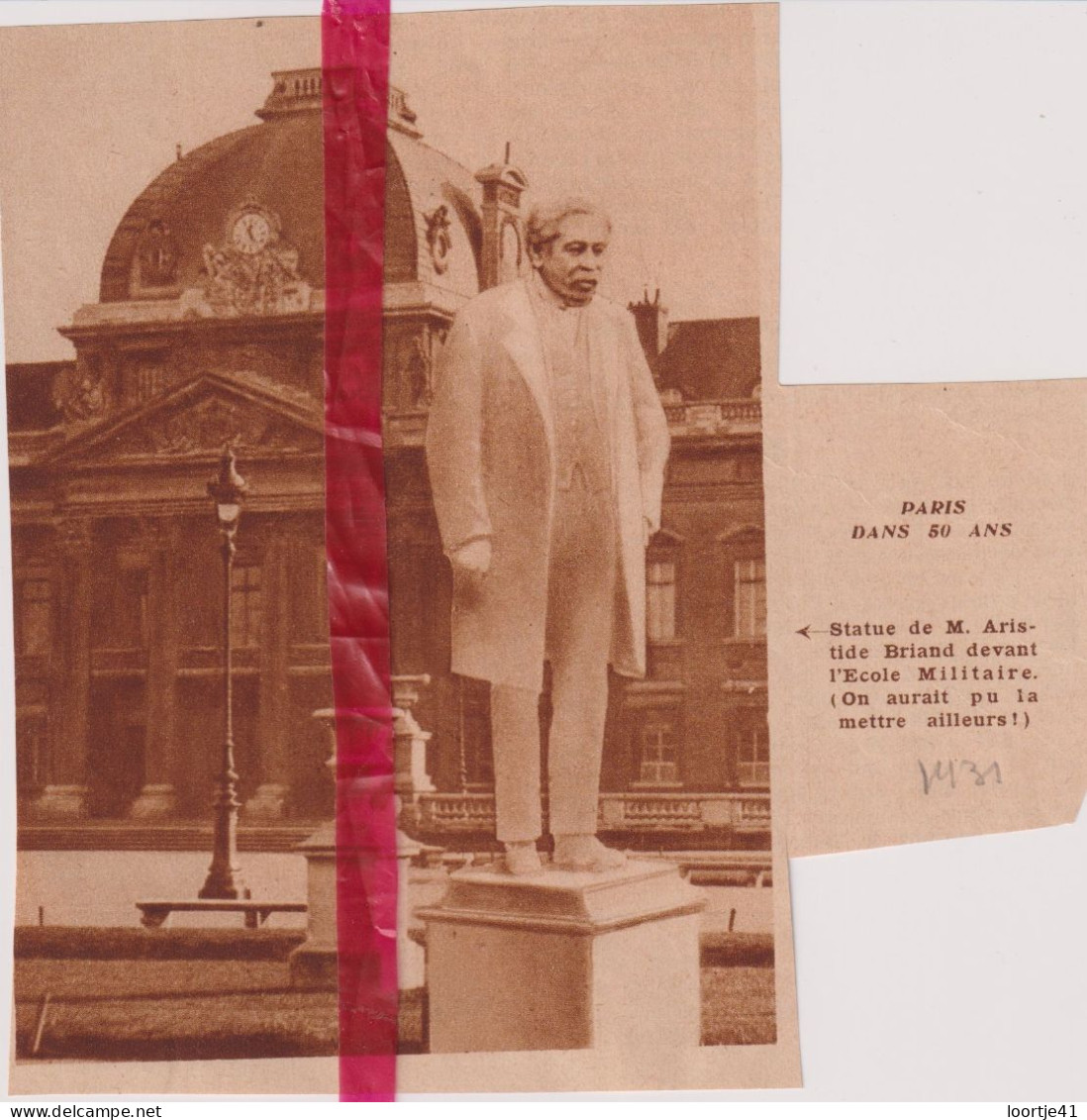 Paris - Statue De M. Aristide Briand - Orig. Knipsel Coupure Tijdschrift Magazine - 1931 - Unclassified