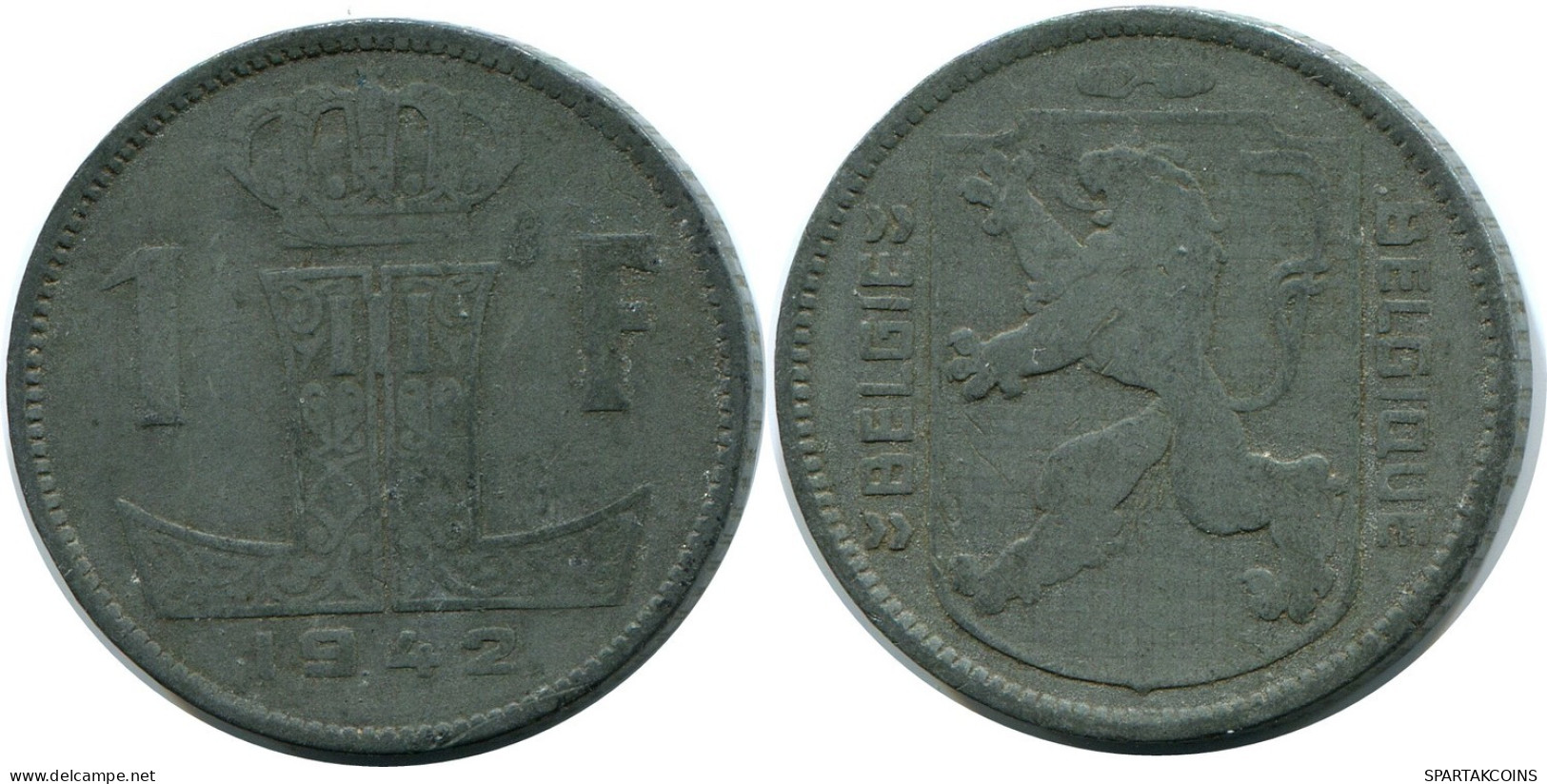 1 FRANC 1942 BELGIE-BELGIQUE BELGIUM Coin #BA709.U.A - 1 Franc