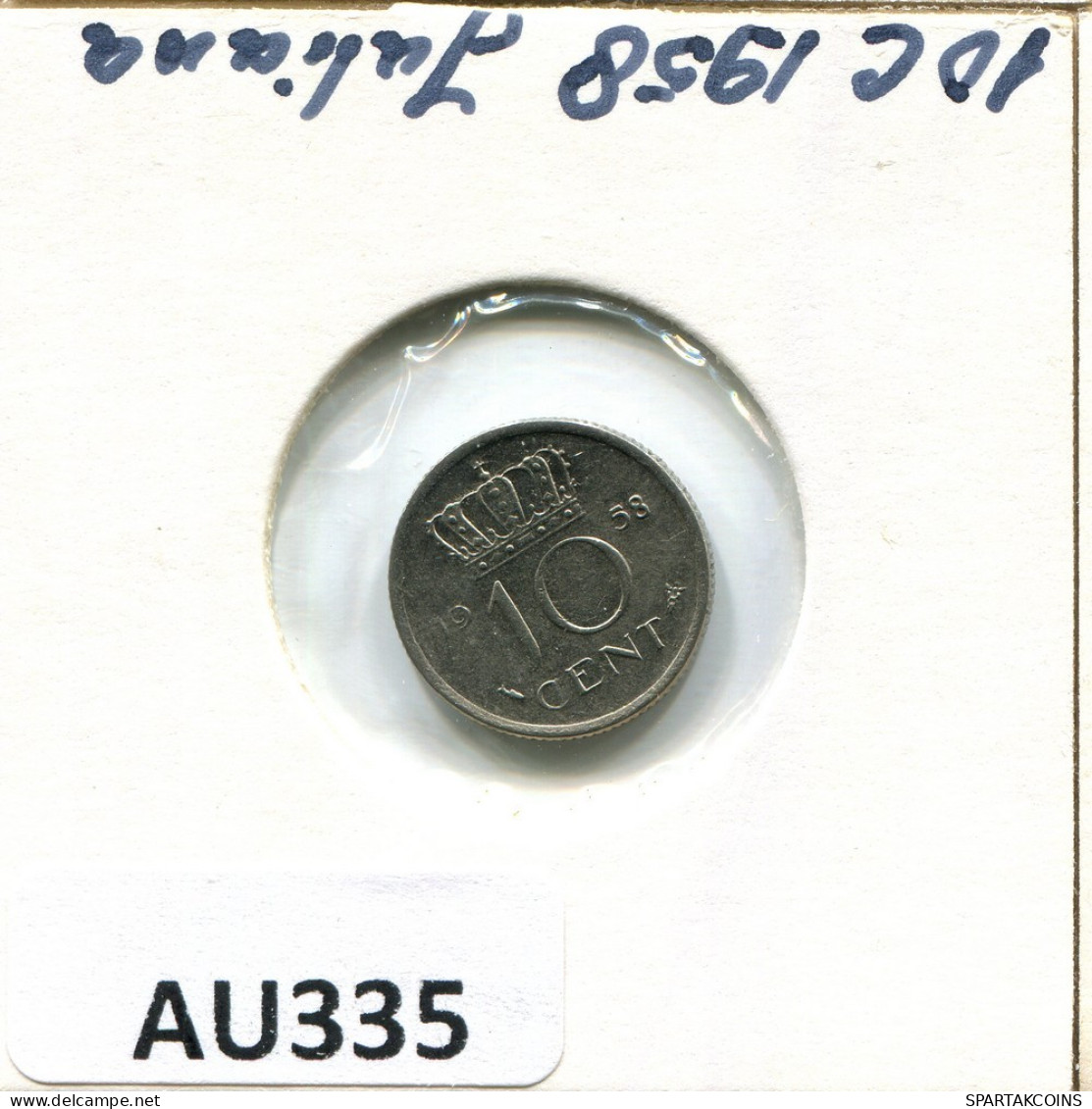 10 CENT 1958 NEERLANDÉS NETHERLANDS Moneda #AU335.E.A - 1948-1980 : Juliana