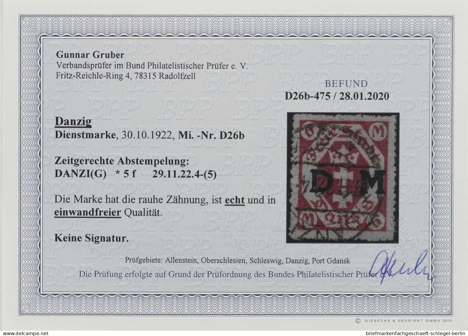 Danzig, 1922, D 26 B, Gestempelt - Dienstmarken