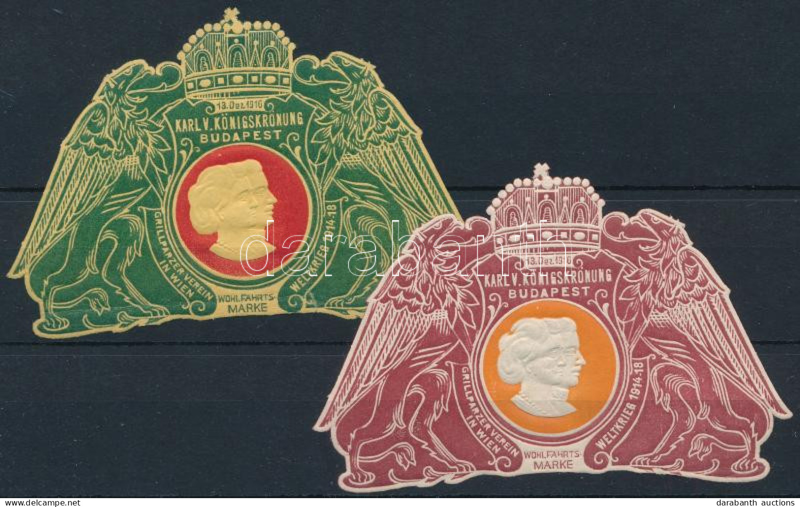 ** 1916 Károly és Zita Koronázása 2 Db Segélybélyeg Kff Változat / Königskrönung Poster Stamps - Ohne Zuordnung