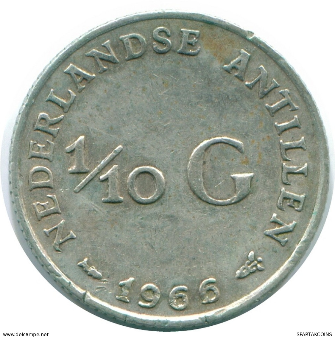 1/10 GULDEN 1966 ANTILLAS NEERLANDESAS PLATA Colonial Moneda #NL12820.3.E.A - Netherlands Antilles