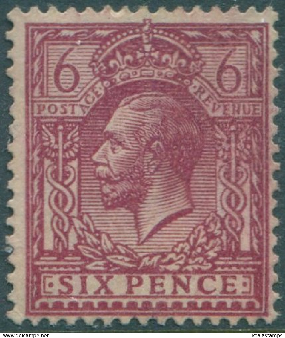 Great Britain 1912 SG386 6d Deep Reddish Purple KGV Part Gum MLH (amd) - Zonder Classificatie