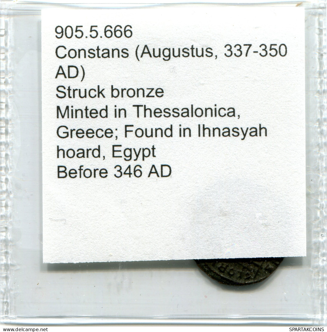 CONSTANS MINTED IN THESSALONICA FOUND IN IHNASYAH HOARD EGYPT #ANC11914.14.E.A - Der Christlischen Kaiser (307 / 363)