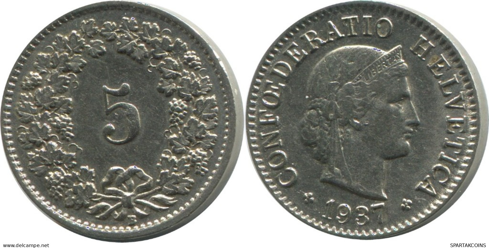 5 RAPPEN 1937 B SWITZERLAND Coin HELVETIA #AD922.2.U.A - Sonstige & Ohne Zuordnung