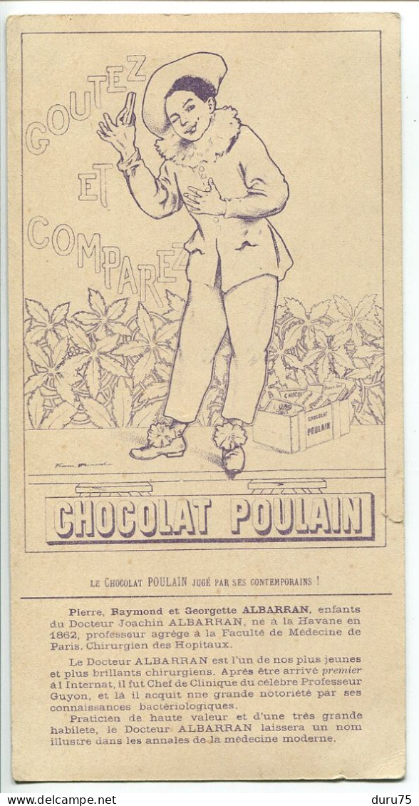 CHROMO Chocolat POULAIN Grand Format 9,20 X 18 Cm Garçons Fille * Verso Enfants De Pierre Et Georgette ALBARRAN Docteur - Poulain