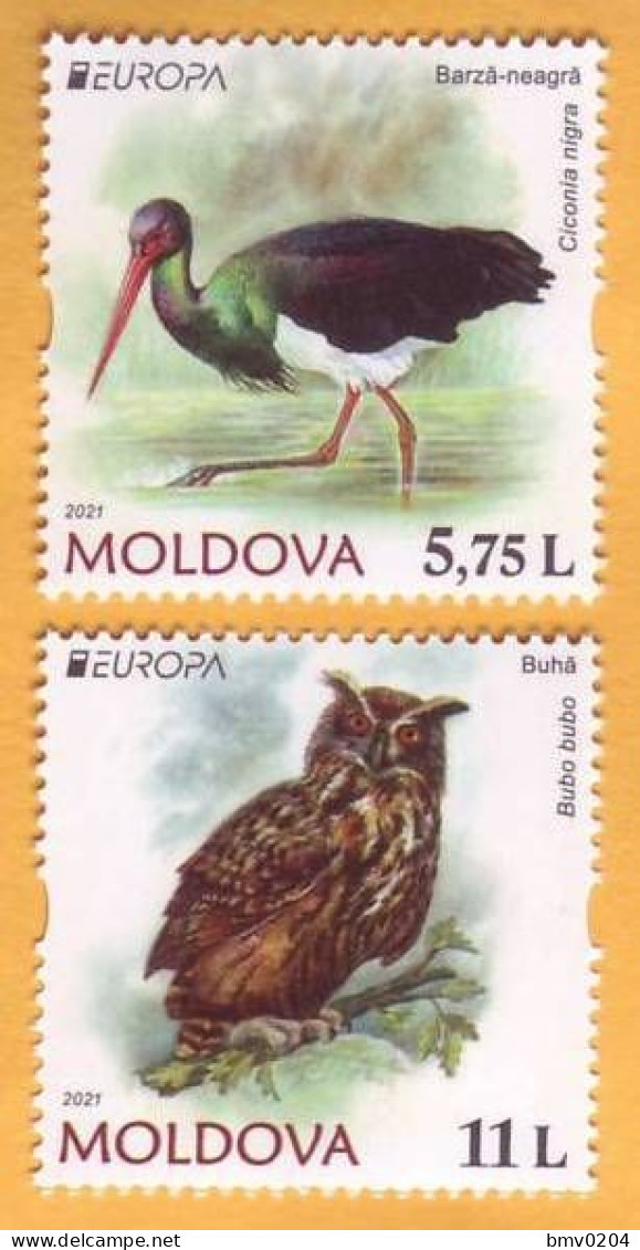2021 Moldova Moldavie  EUROPA CEPT-2021  Owl, Stork, Fauna, Birds  2v Mint - 2021