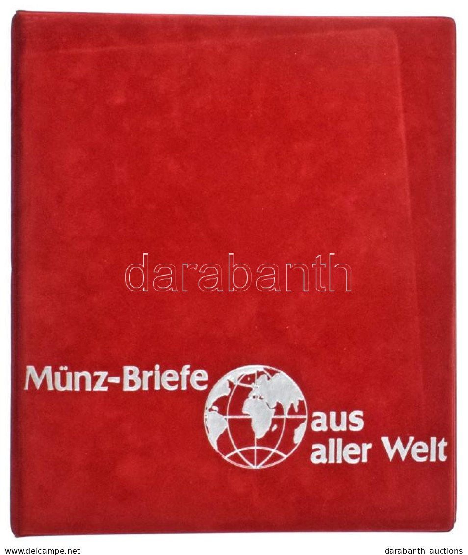 "Münz Briefe Aus Aller Welt" Piros, Plüssborítású, Négygyűrűs Album, 30db Kettes Osztású Berakólappal. Használt, Jó álla - Non Classés