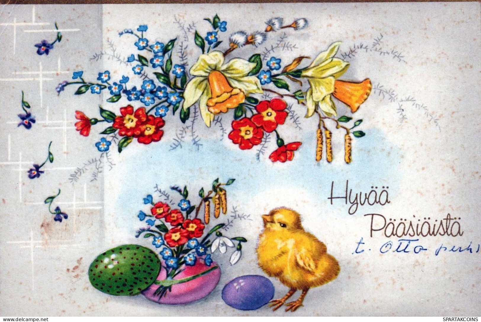 PASQUA POLLO UOVO Vintage Cartolina CPA #PKE428.A - Pascua