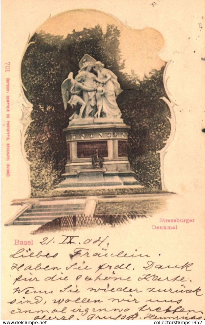 BASEL, STATUE, MONUMENT, SWITZERLAND, POSTCARD - Bazel