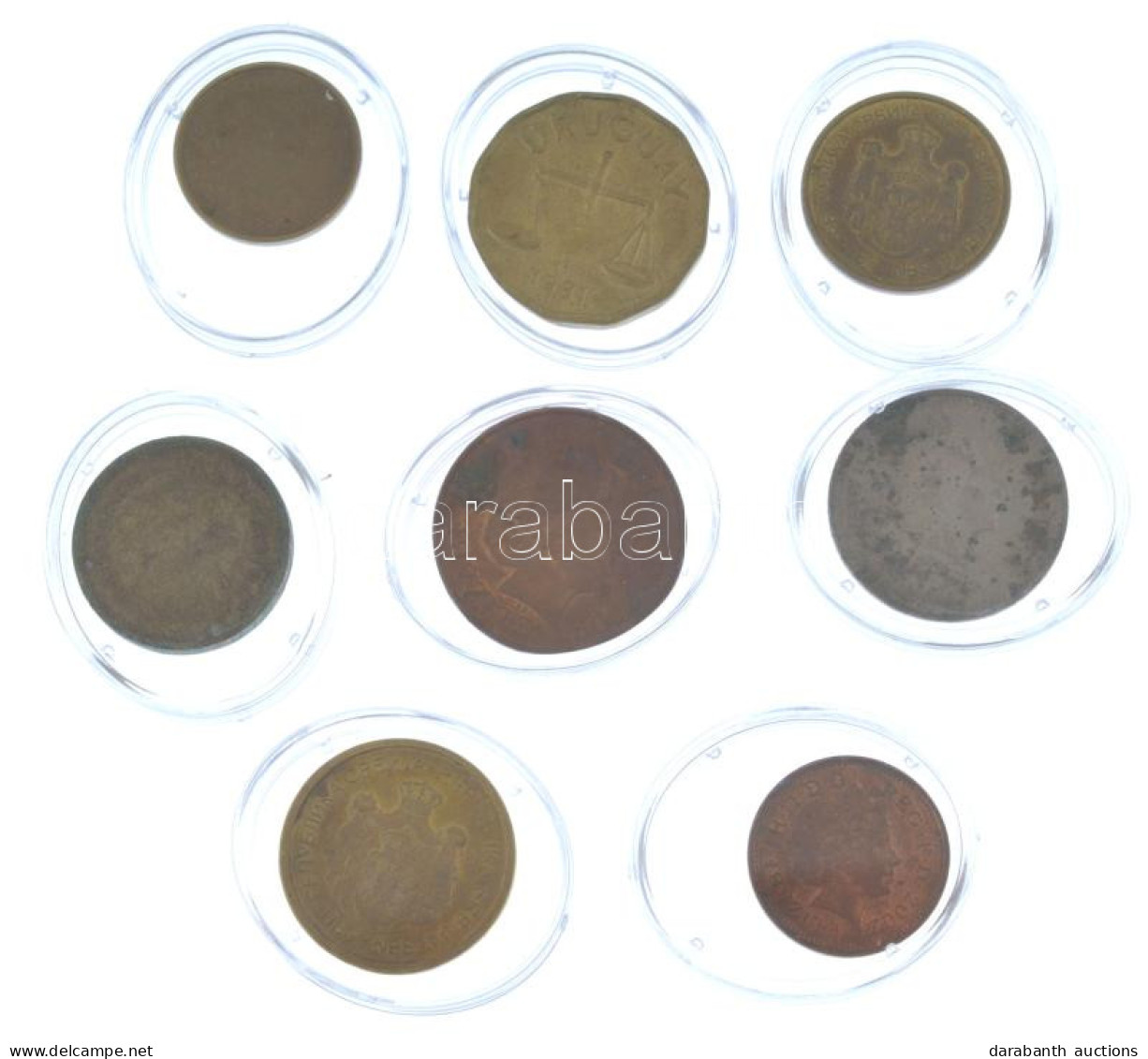 8db Vegyes Külföldi Fémpénz Kapszulákban, Közte Szerbia, Uruguay, Nagy-Britannia T:AU-VF Patina 8pcs Of Mixed Coins In C - Non Classés