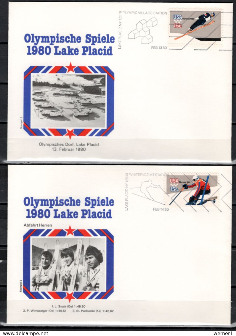 USA 1980 Olympic Games Lake Placid 8 Commemorative Covers Winners - Hiver 1980: Lake Placid