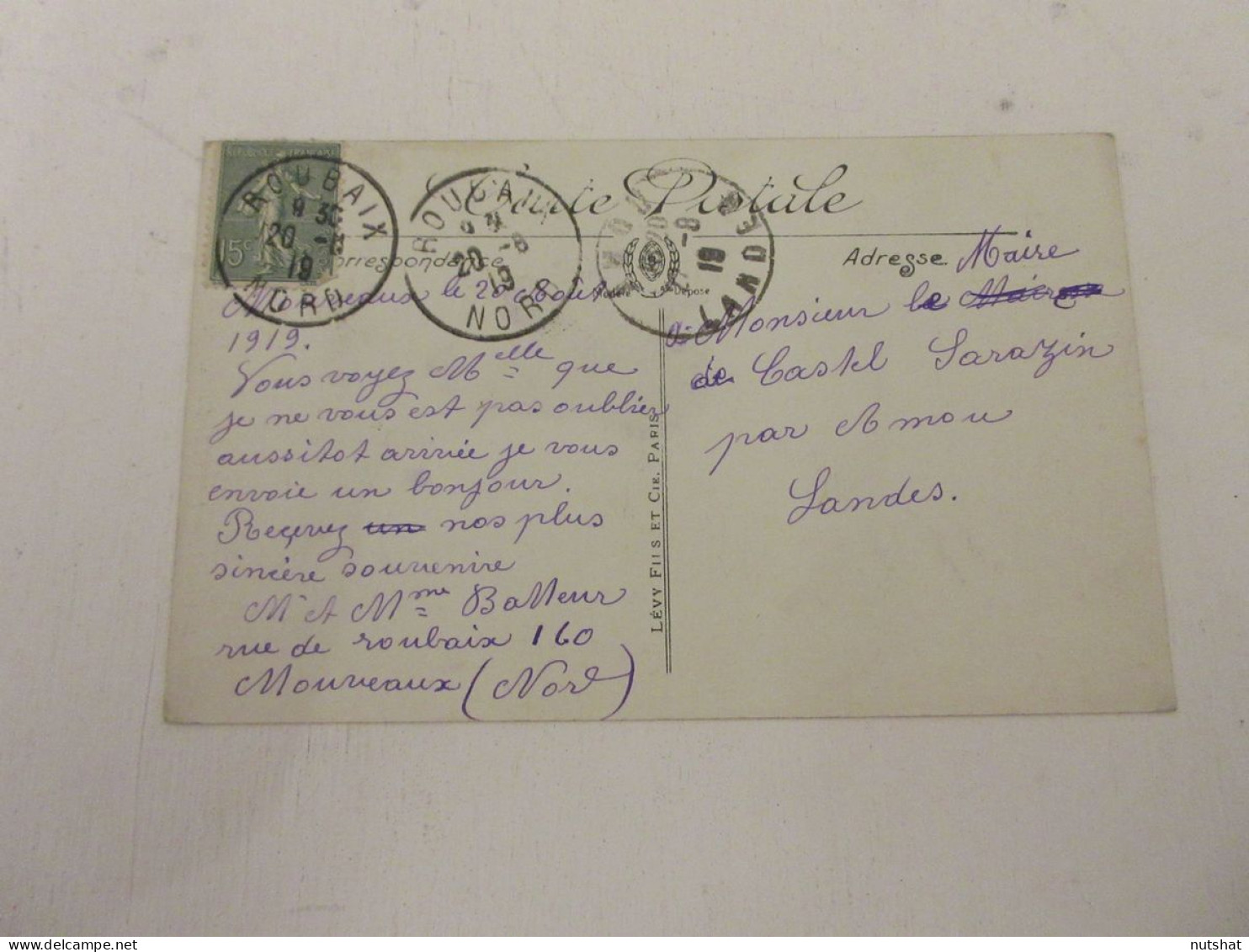 CP CARTE POSTALE NORD ROUBAIX L'EGLISE SAINT MARTIN - ECRITE En 1919 - Roubaix