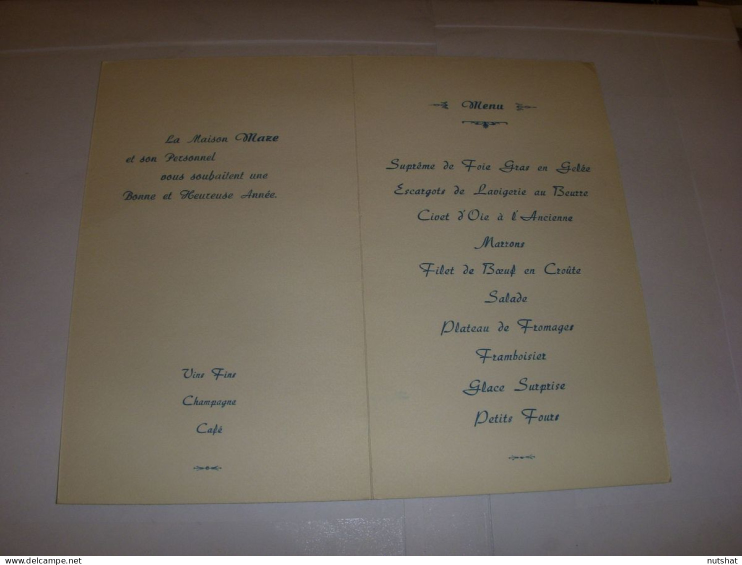 MENU CANTAL HOTEL Du COMMERCE RIOM-ES-MONTAGNE REVEILLON 1982-1983 MAISON MAZE - Menus