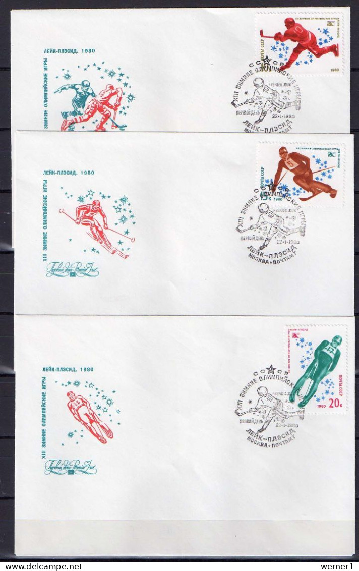 USSR Russia 1980 Olympic Games Lake Placid Set Of 5 + S/s On 6 FDC - Hiver 1980: Lake Placid