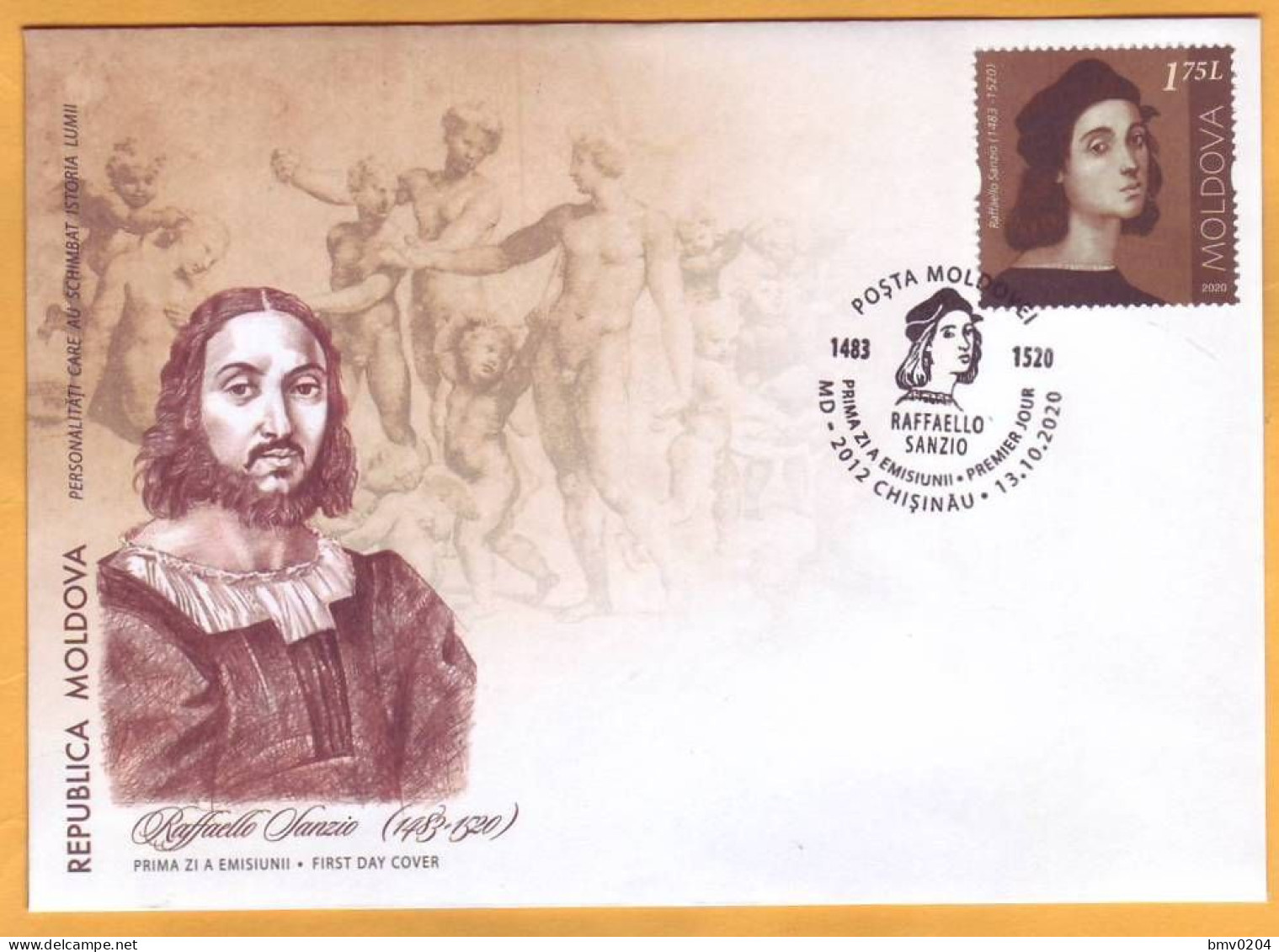 2020  Moldova Moldavie FDC  500 Rafael Santi - Painter, Architect, Graphic Artist, Italy - Moldavie