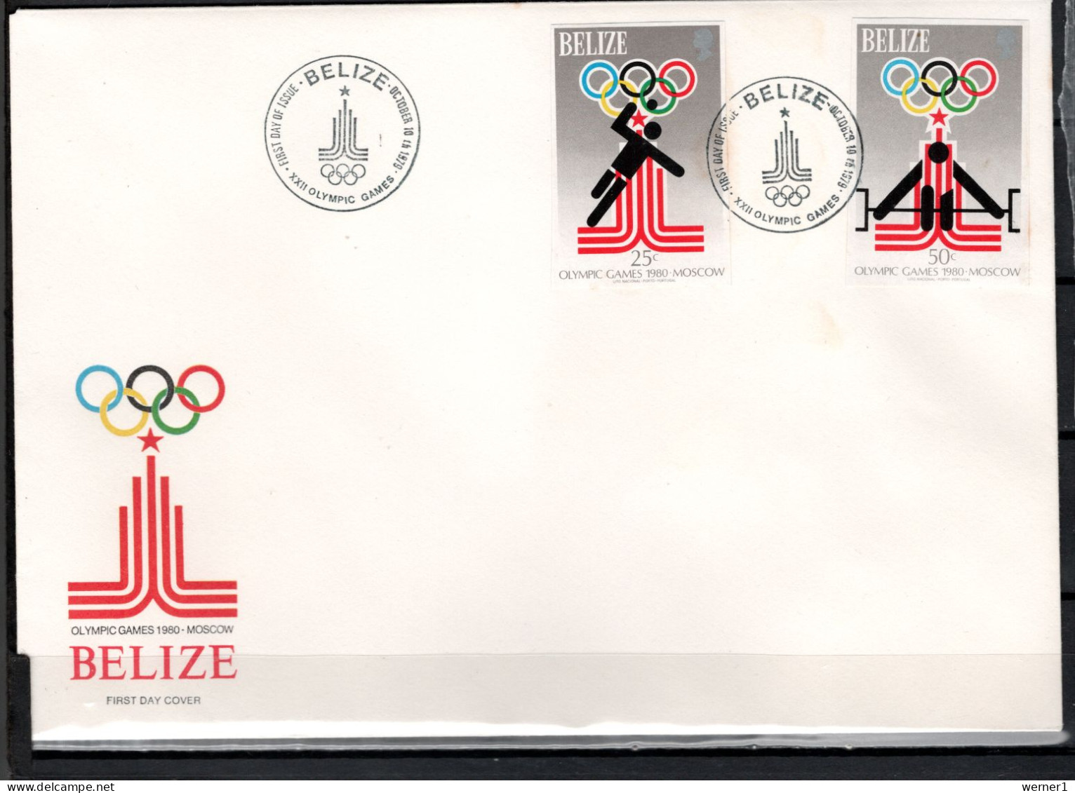 Belize 1979 Olympic Games Moscow 2 Stamps Imperf. On FDC - Ete 1980: Moscou