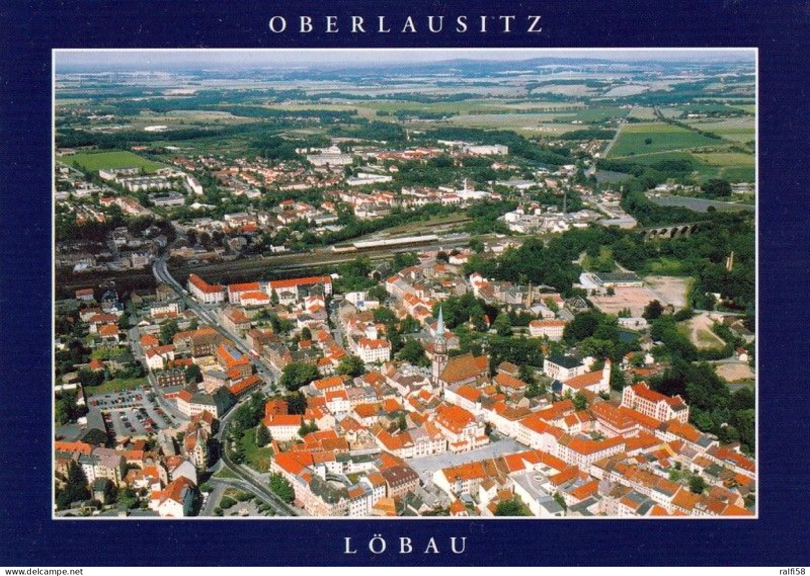 1 AK Germany / Sachsen * Blick Auf Die Stadt Löbau In Der Sächsischen Oberlausitz.- Luftbildaufnahme * - Löbau