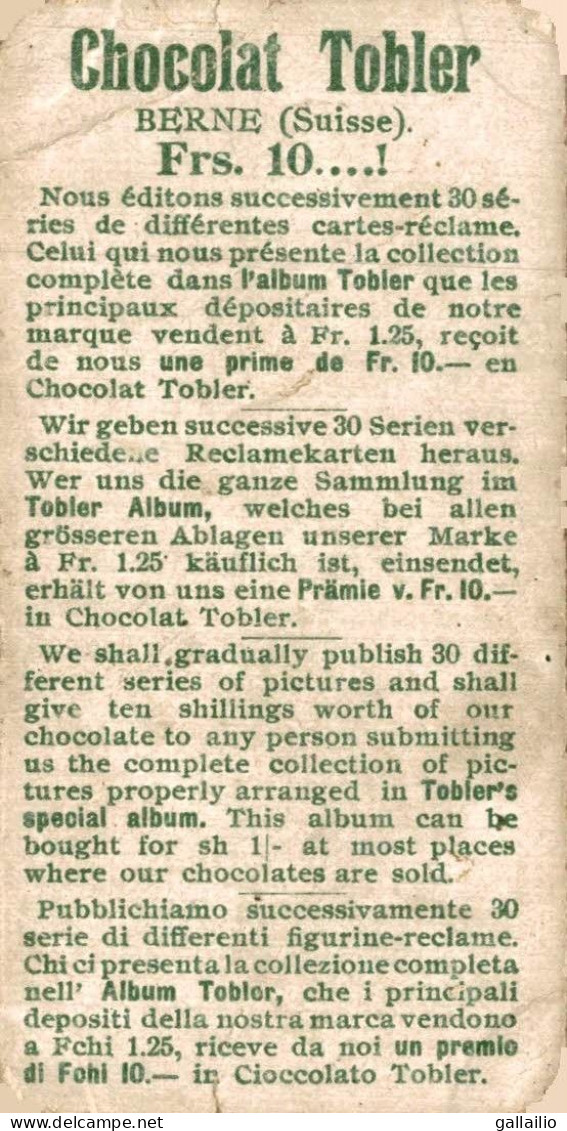 CHROMO CHOCOLAT TOBLER CONTE DE FEES - Autres & Non Classés