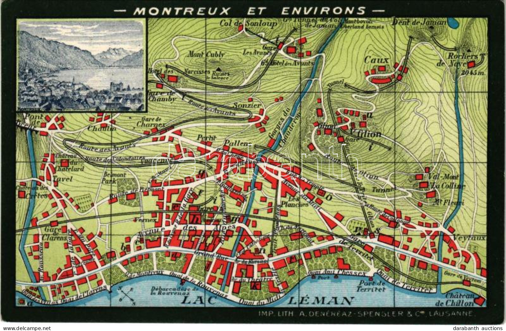 ** T2/T3 Montreux Et Environs. Imp. Lith. A. Denéréaz-Spengler & Co. Lausanne (EK) - Unclassified