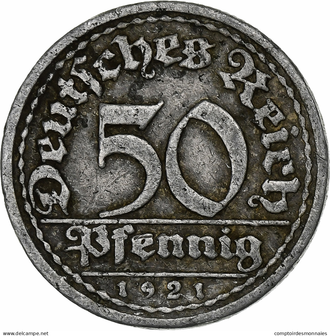 Allemagne, 50 Pfennig, 1921, Hambourg, Aluminium, TB+ - 50 Rentenpfennig & 50 Reichspfennig