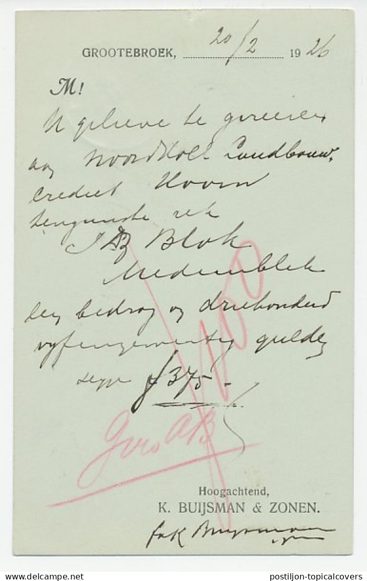 Firma Briefkaart Grootebroek 1926 - Groenten / Aardappelen  - Non Classés