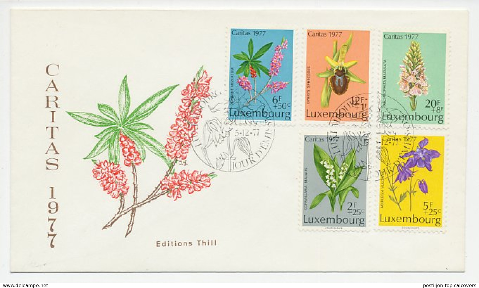 Cover / Postmark Luxembourg 1977 Flowers - Andere & Zonder Classificatie