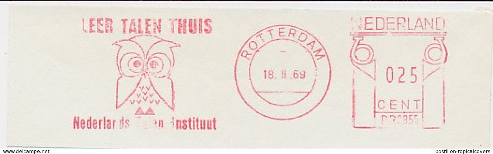 Meter Cut Netherlands 1969 - Postalia 2855 Bird - Owl  - Autres & Non Classés