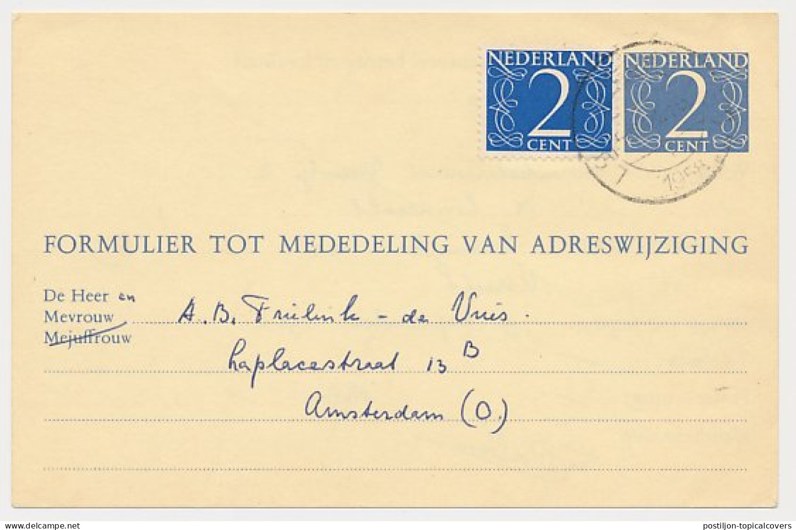 Verhuiskaart G. 24 Loosdrecht - Amsterdam 1958 - Postal Stationery