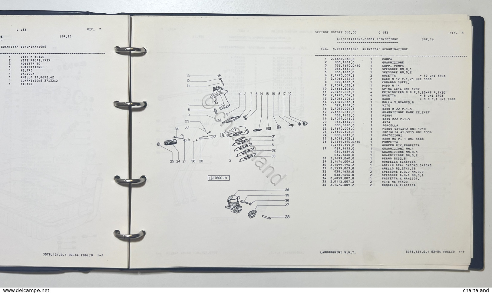 Catalogo Parti Di Ricambi Originali Lamborghini - C 483 - Ed. 1984 - Autres & Non Classés