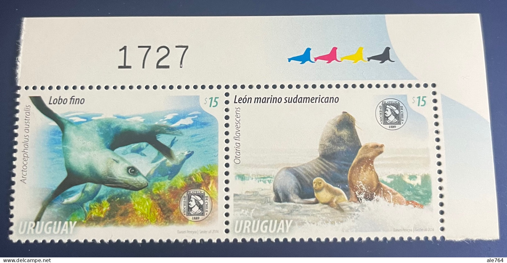 Uruguay 2014 Pinnipeds, Fauna Marina, Lobo Fino Y Leon Marino, Set Of 2, Sc 2483, MNH. - Uruguay