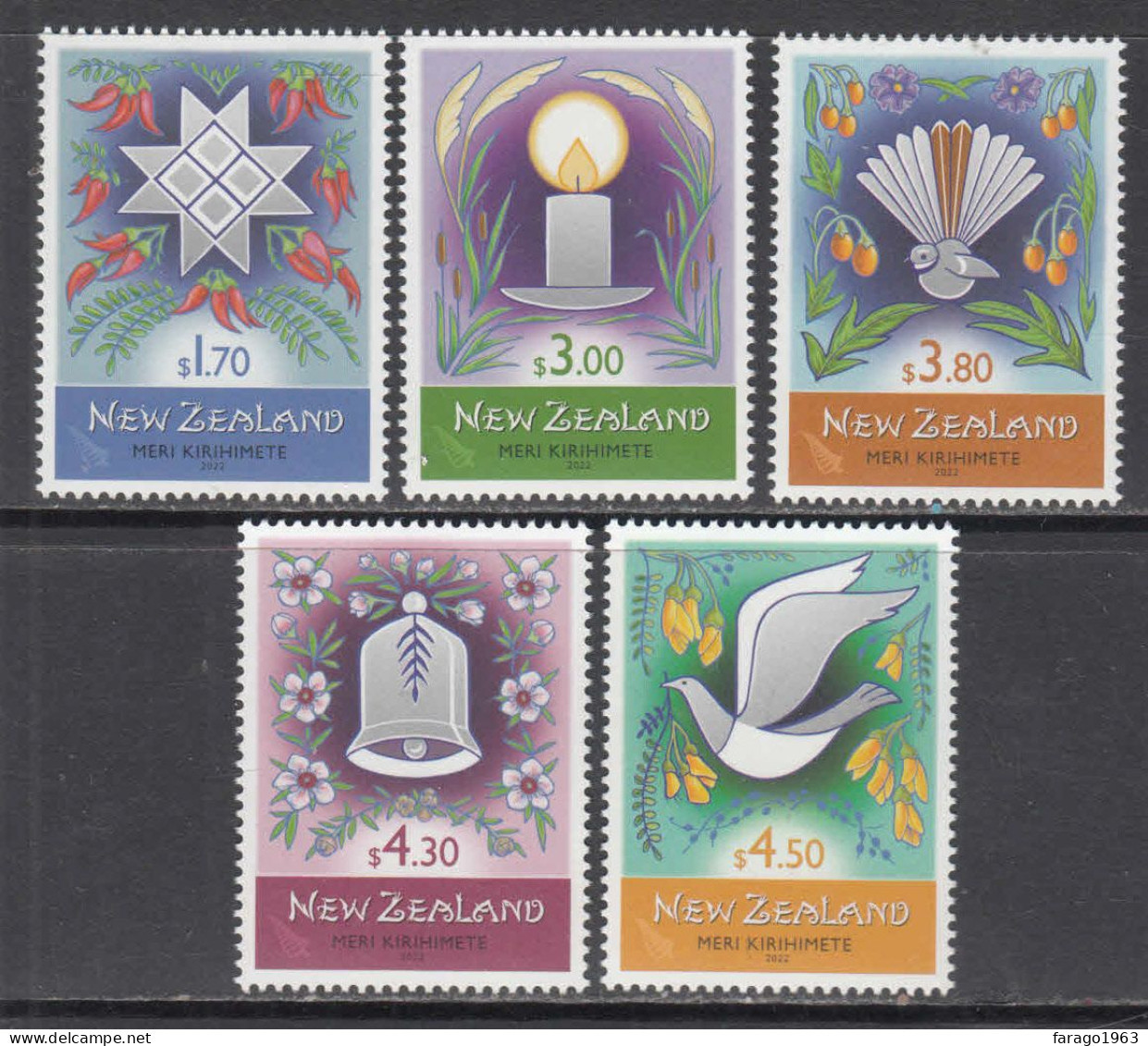 2022 New Zealand Christmas Noel Navidad Complete Set Of 5 MNH @ BELOW FACE VALUE - Ongebruikt