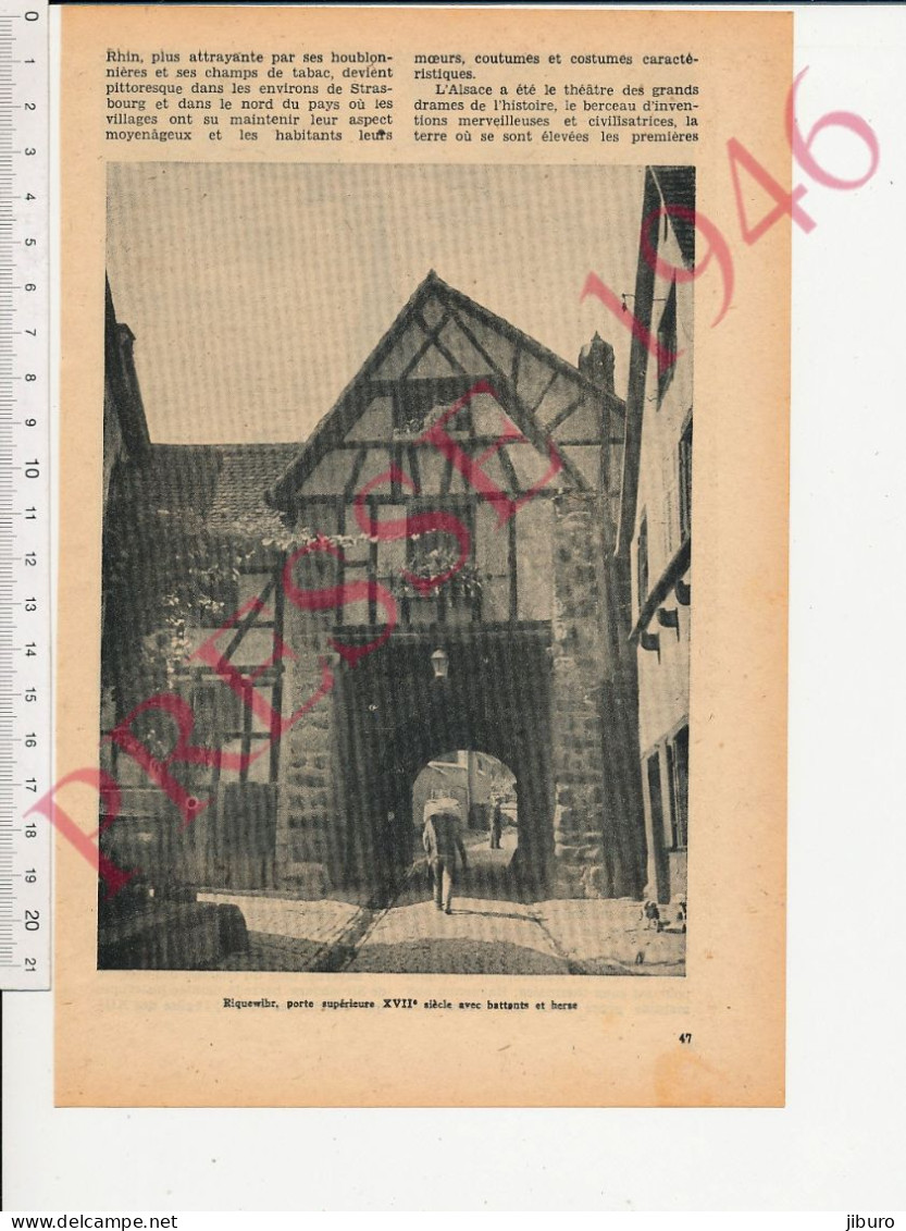 Photo Presse 1946 Riquewihr Porte Supérieure Animation Portefaix - Zonder Classificatie