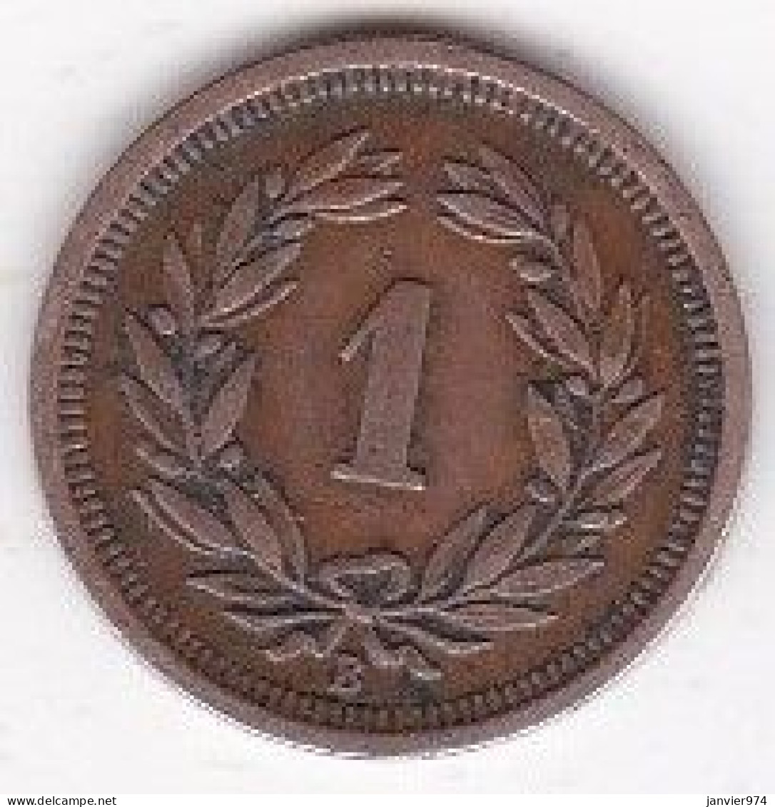 Suisse 1 Rappen 1882  B, En Bronze , KM# 3 . Rare - 1 Rappen