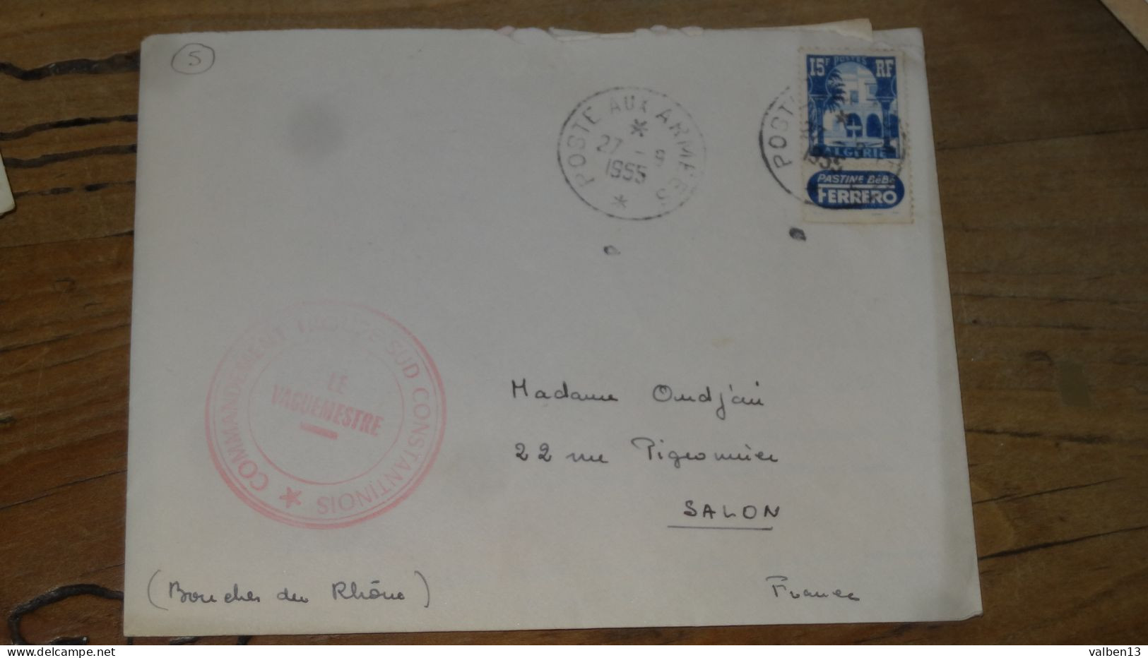 Enveloppe Avec Courrier, Tebessa - 1955, Timbre Bande Pub Riz Ferrero ............ ALG-4c - Brieven En Documenten