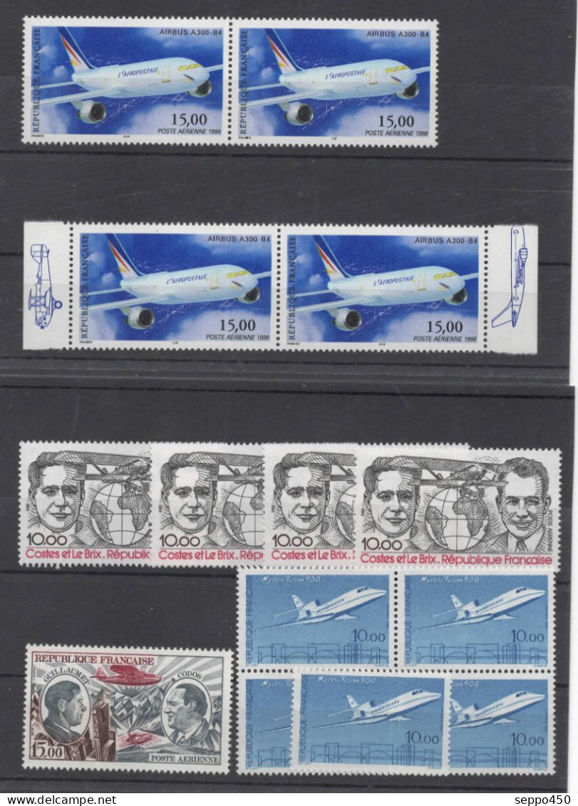 LOT MODERNE FORTE FACIALE POSTE AERIENNE, 1275 FF/ 200 EUROS POUR AFFRANCHIR STAMPS BRIEFMARKEN - Other & Unclassified